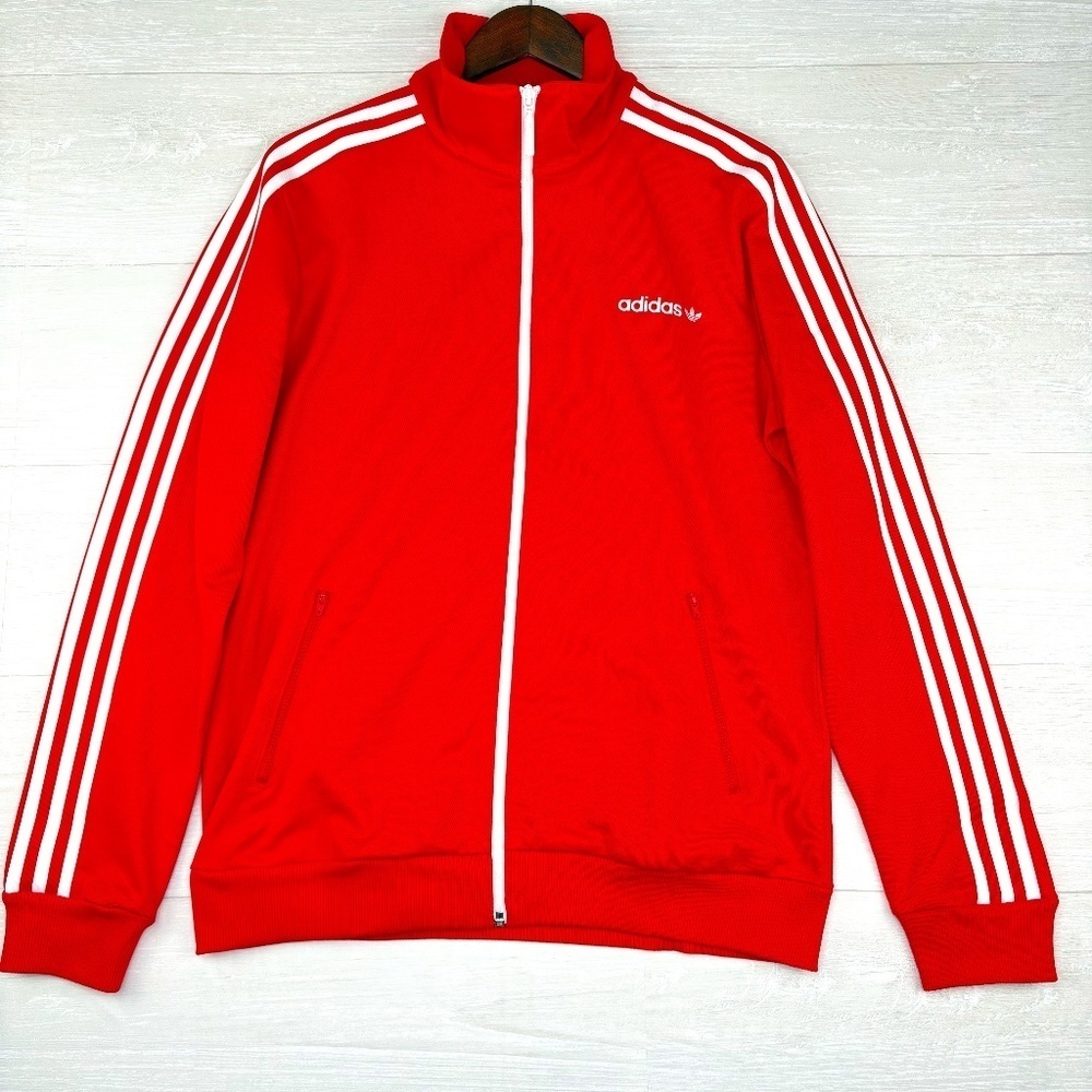 NWT ADIDAS Originals Beckenbaur Vivid Red Track Jacket Size Medium